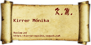 Kirrer Mónika névjegykártya