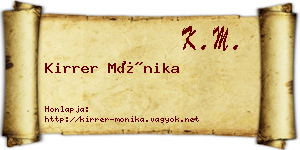 Kirrer Mónika névjegykártya